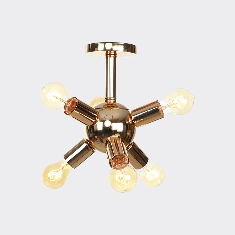 Chroom/gouden Sputnik semi-inbouw vintage ijzer 6/9/12 lichten restaurant verzonken plafondlamp armatuur