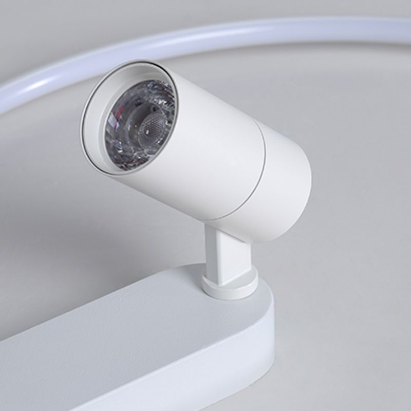 Ultra Modern Round Shape Led Flush Mount Acrylic Bedroom Ceiling Mount Light Fixture with 1 Spotlight