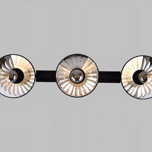 Conical Dining Room Semi Flush Chandelier Industrial Metal 3-Head Black Ceiling Flush Light