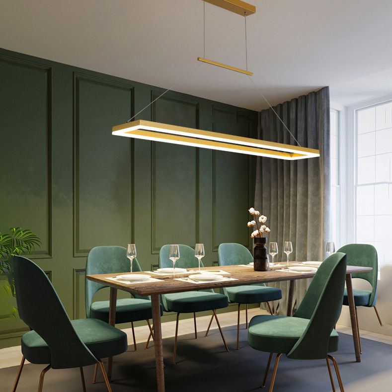 Metal Rectangular Pendant Light Kit Modern Style LED Hanging Ceiling Light for Dinning Room