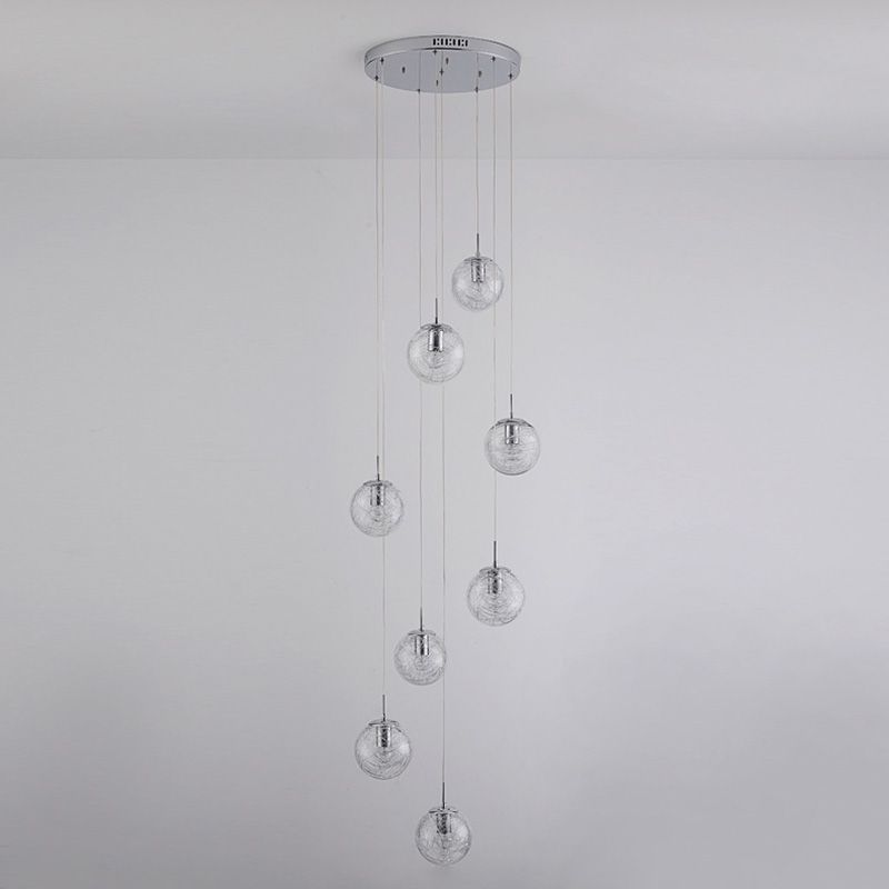 Spiral Stairs Pendant Light Fixture Clear Glass Nordic Style Multiple Hanging Light