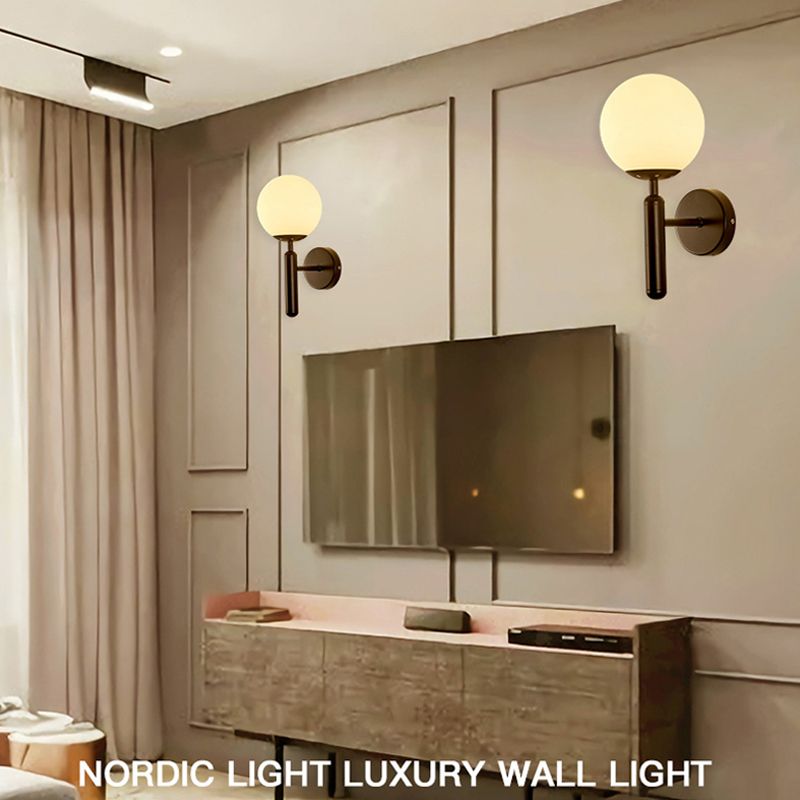 Moderner nordischer Stil kugelförmiger Wandleuchte Leuchten Glas 1 leichte Wandleuchten für Wohnzimmer