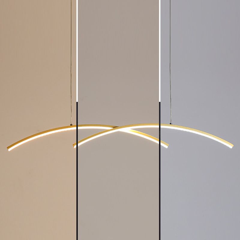 Linear 2 - Light LED Kitchen Island Fixture Iron Pendant Ceiling in Black / Gold