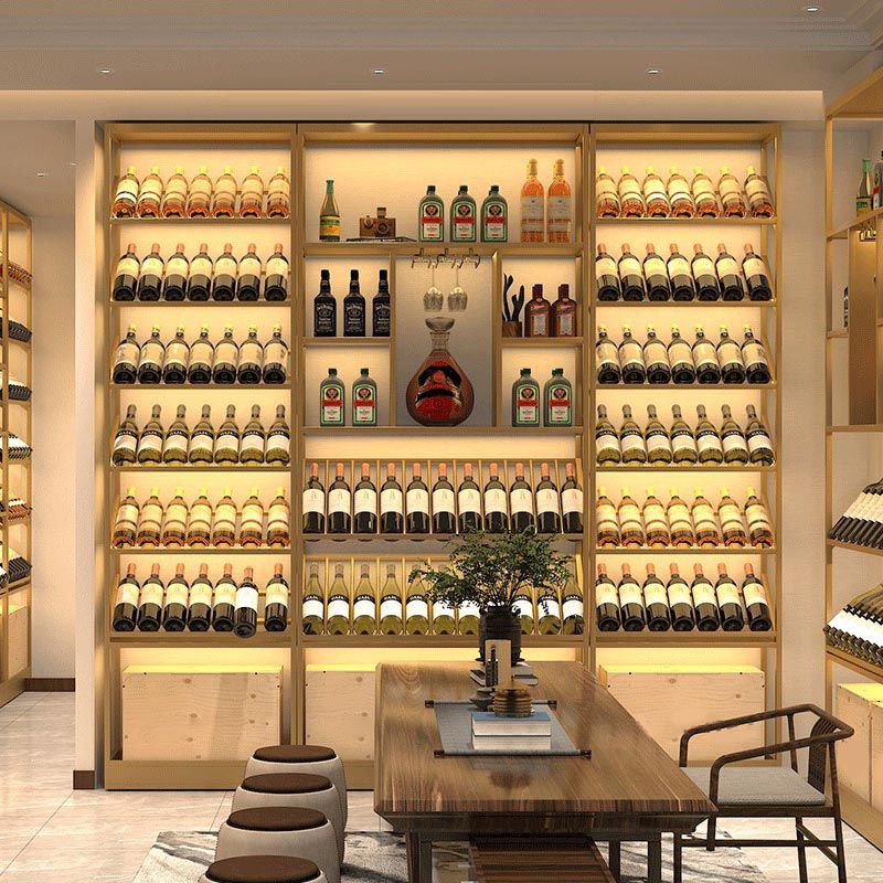 Luxe Metal Wine Rack Kit Freestanding Wine Holder Rack with Shelf