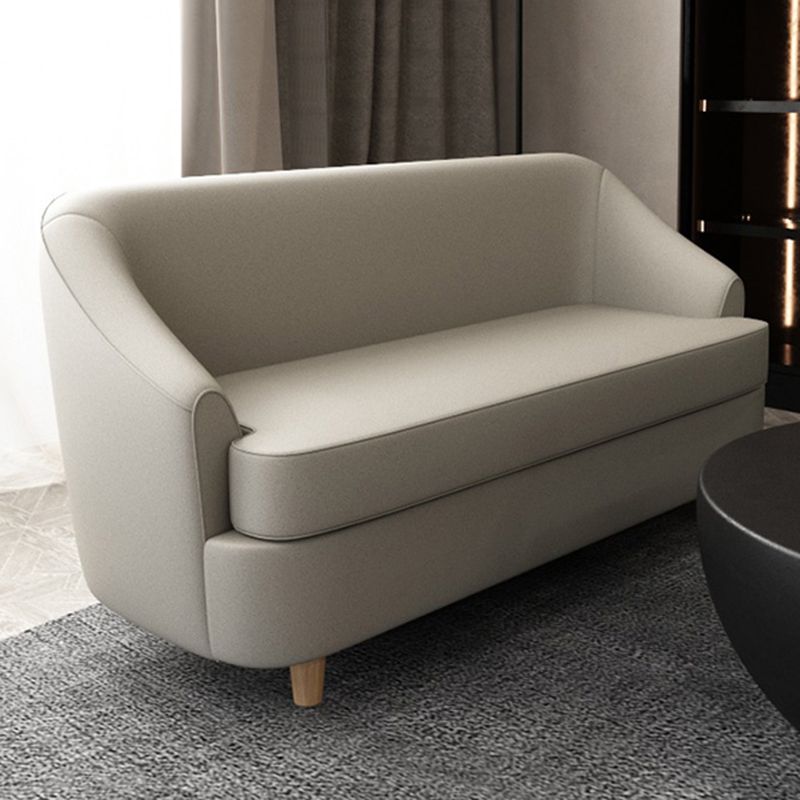 21.65" W x 27.55" H Faux Leather Recessed Arm Sofa Contemporary Stain Resistant Sofa