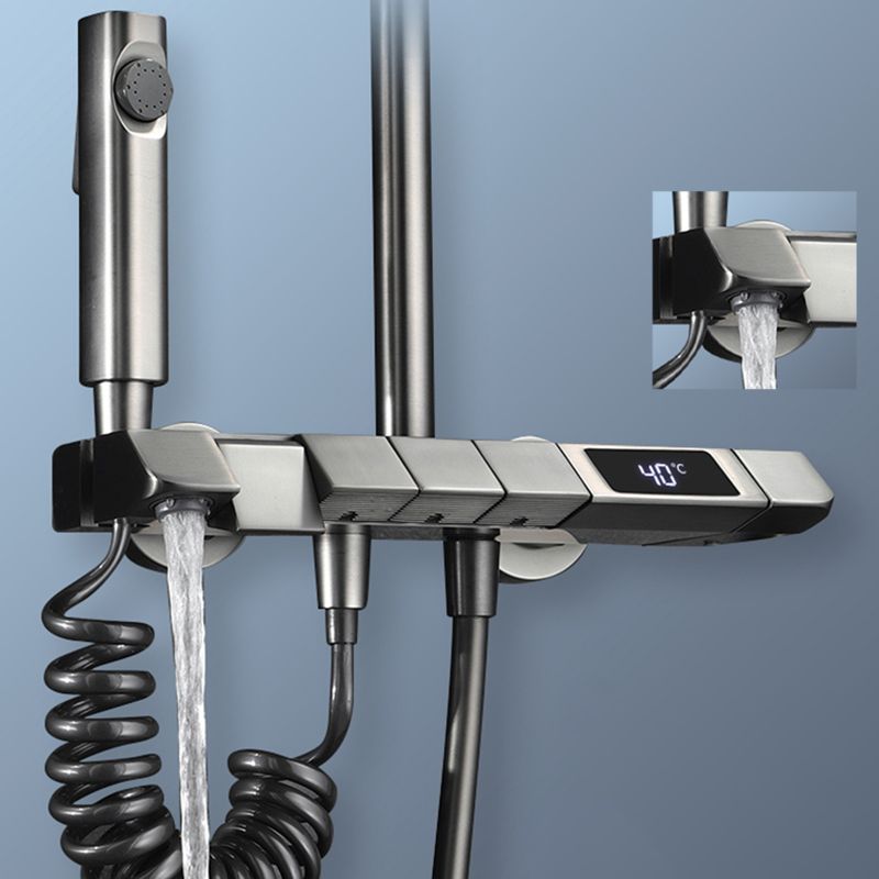 Contemporary Shower System Slide Bar Dual Shower Head Wall Mounted Shower Set