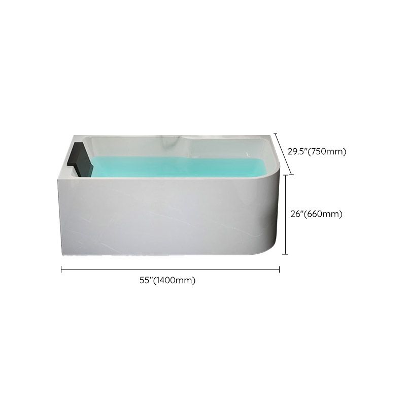 Modern White Rectangle Acrylic Bathtub Back to Wall with Drain Bath Tub