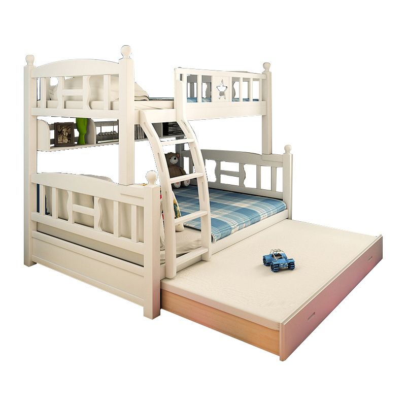 Beech Bunk Bed Modern Style Bunk Bed with Footboard in White