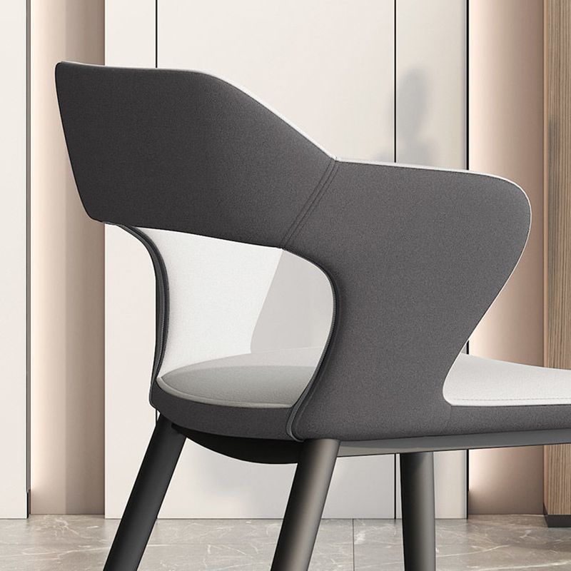 Metal Contemporary Dining Chair with Arms Matte Finish Open Back Dining Side Chair