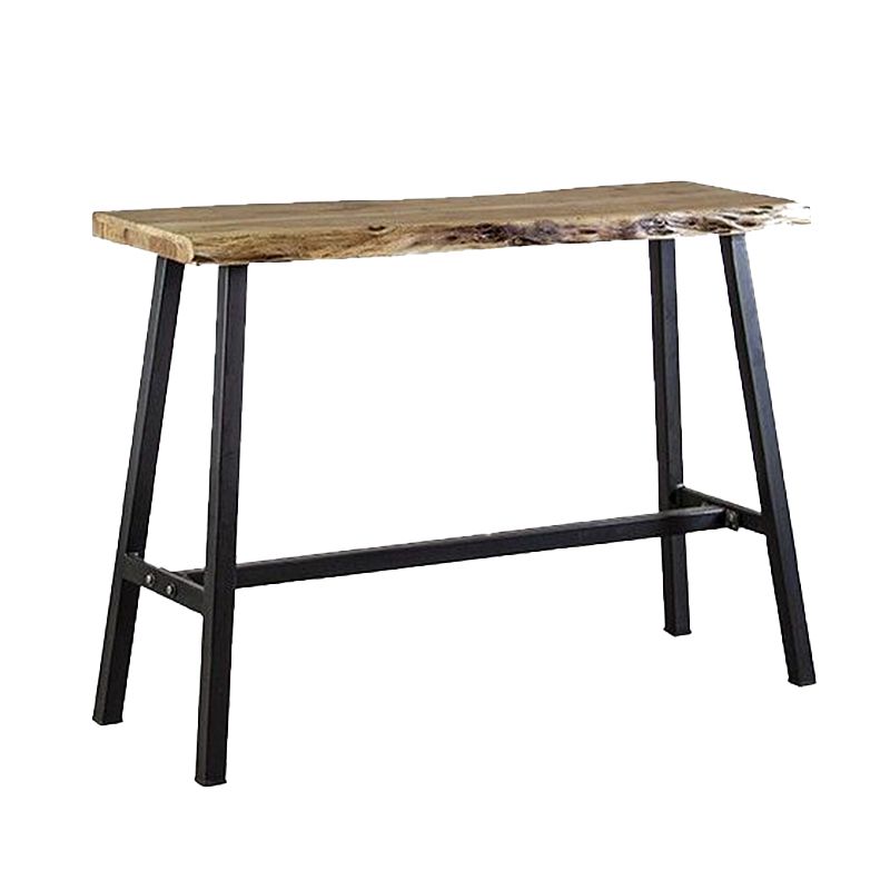 Brown Wooden Bar Height Table Specialty Footrest Bar Wine Table with Trestle