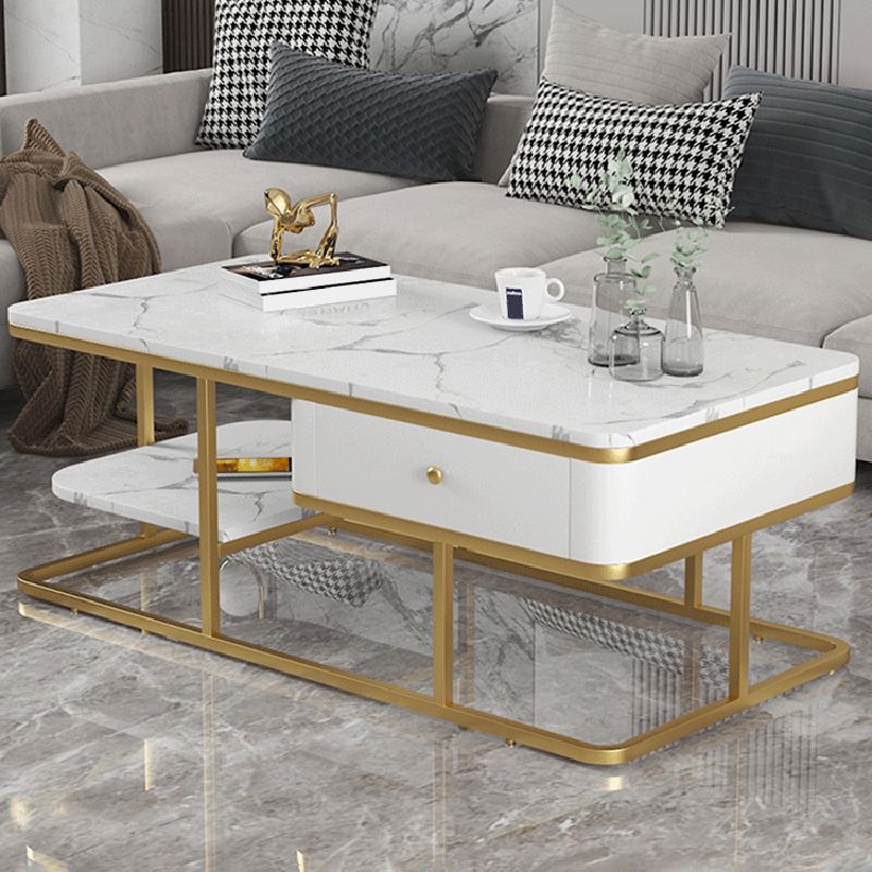 Frame Base Coffee Table Rectangular Black/White Cocktail Table