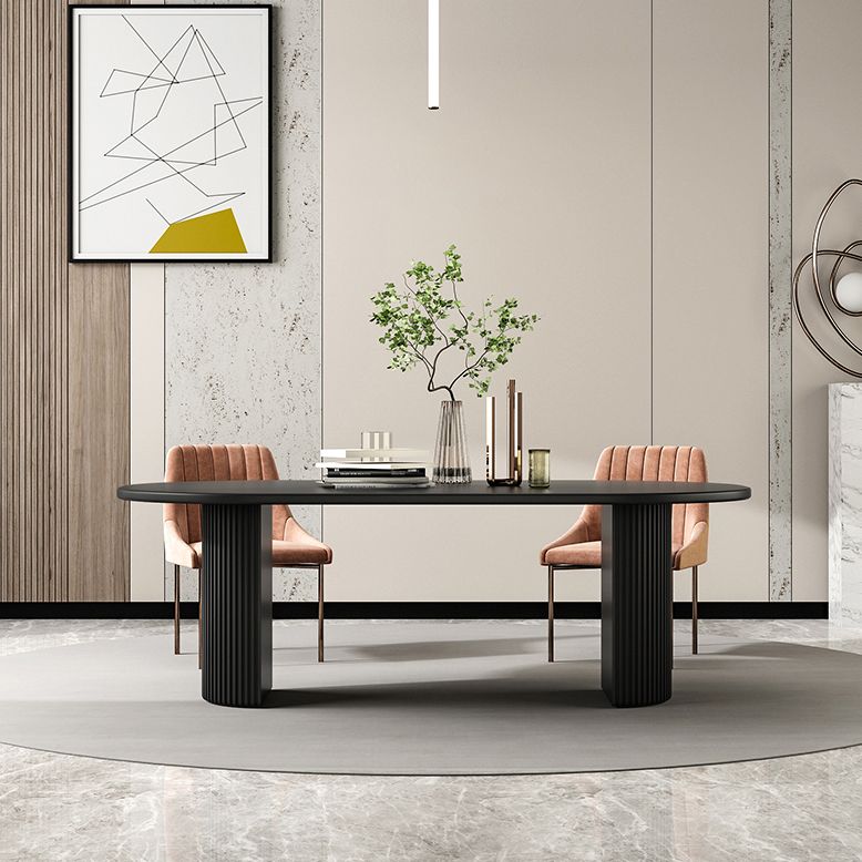 Simple Black Solid Wood Dining Table Rectangle Shape Standard Dining Table for Kitchen