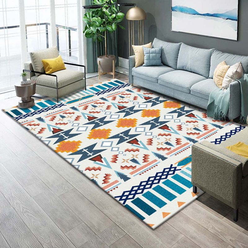 Festive Multicolor Print Rug Polypropylene Bohemian Area Rug Machine Washable Pet Friendly Non-Slip Rug for Drawing Room