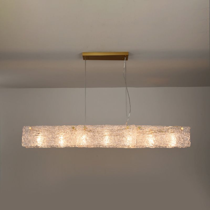 Modern Style Rectangle Hanging Island Lights Glass Pendant Light Fixtures