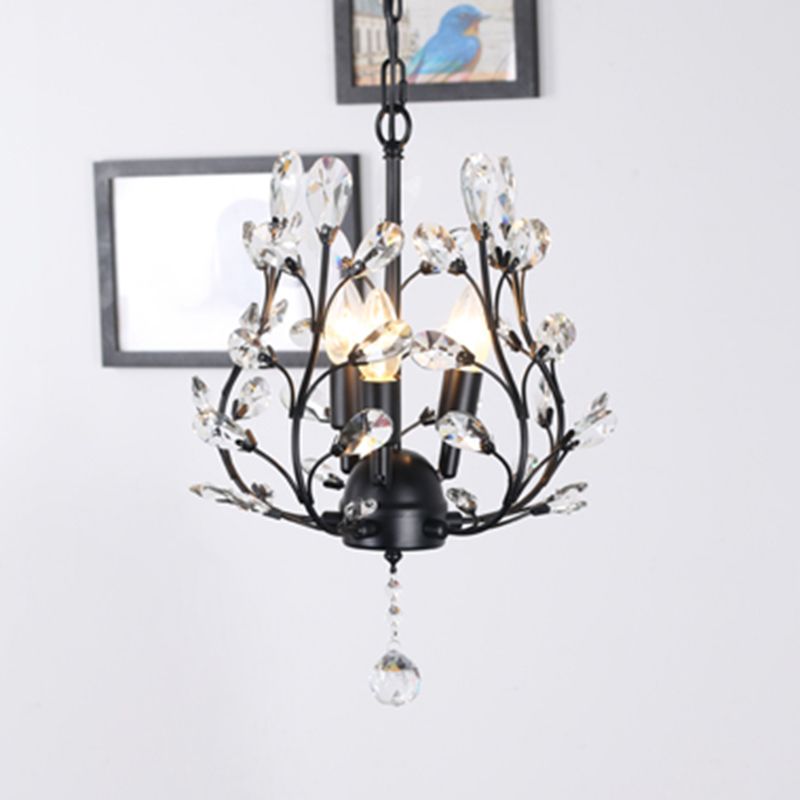 3-bulb takvormige hangende lamp landelijk afgeschuinde kristal plafond kroonluchter voor foyer