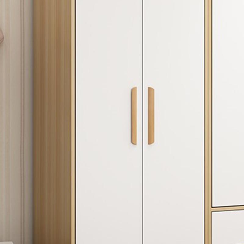 Modern Wooden Wardrobe White Colour Cloth Rod Included Wardrobe Closet for Home