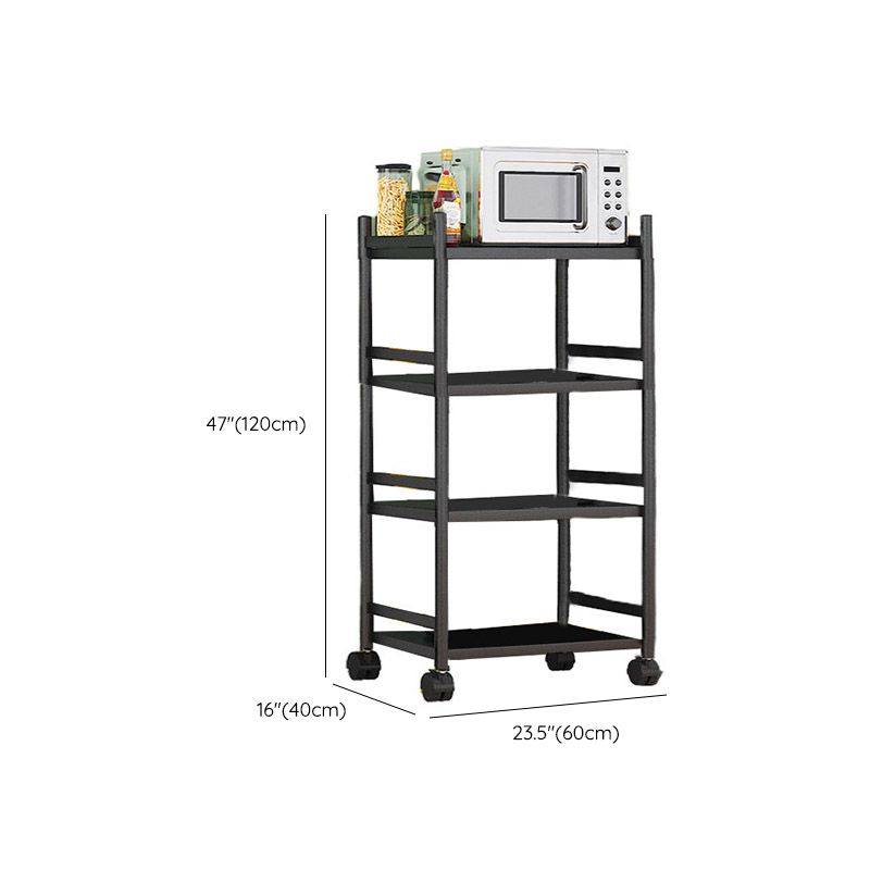 Modern Dining Room Prep Table Black Kitchen Trolley with Locking Wheels