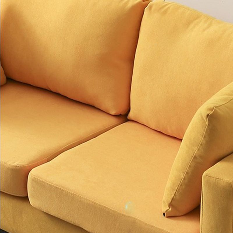 Contemporary Sofa with 2 Pillows Square Arm Living Room Fabric Seating