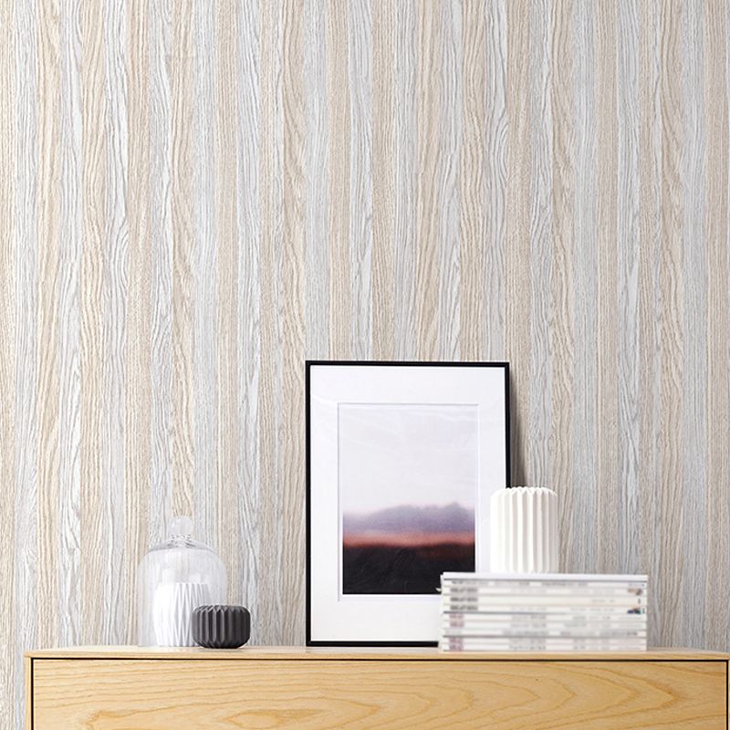 PVC Removable Adhesive Wallpaper Rural Wood Effect Wall Covering in Grey for Accent Wall