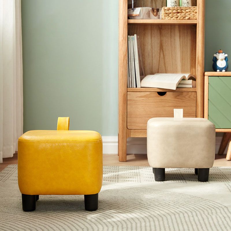 Solid Color Leather Standard Stool Modern Style Simple Household Square Footstool
