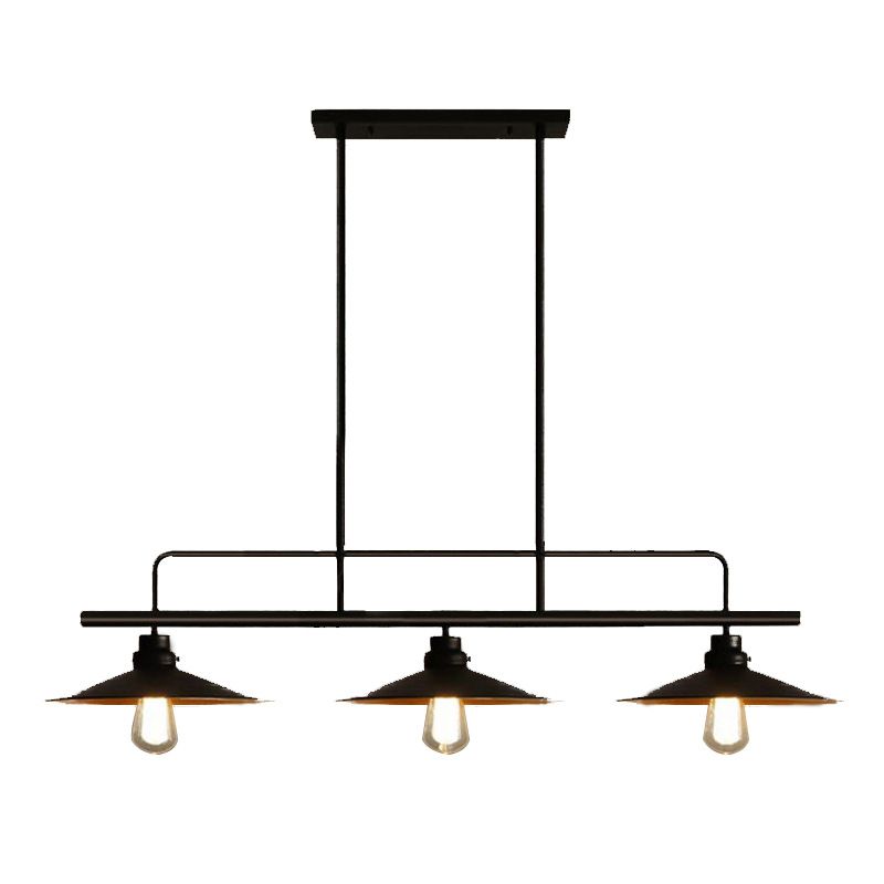 Posteo colgante de tono de platillo de platillo de hierro forjado de estilo industrial de estilo industrial de 3 luces para el bar de restaurantes
