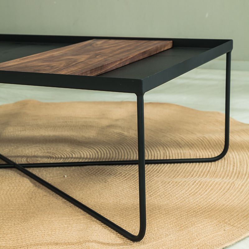 Mid-Century Modern Cross Legs Metal Square/Rectangular Single Coffee Table