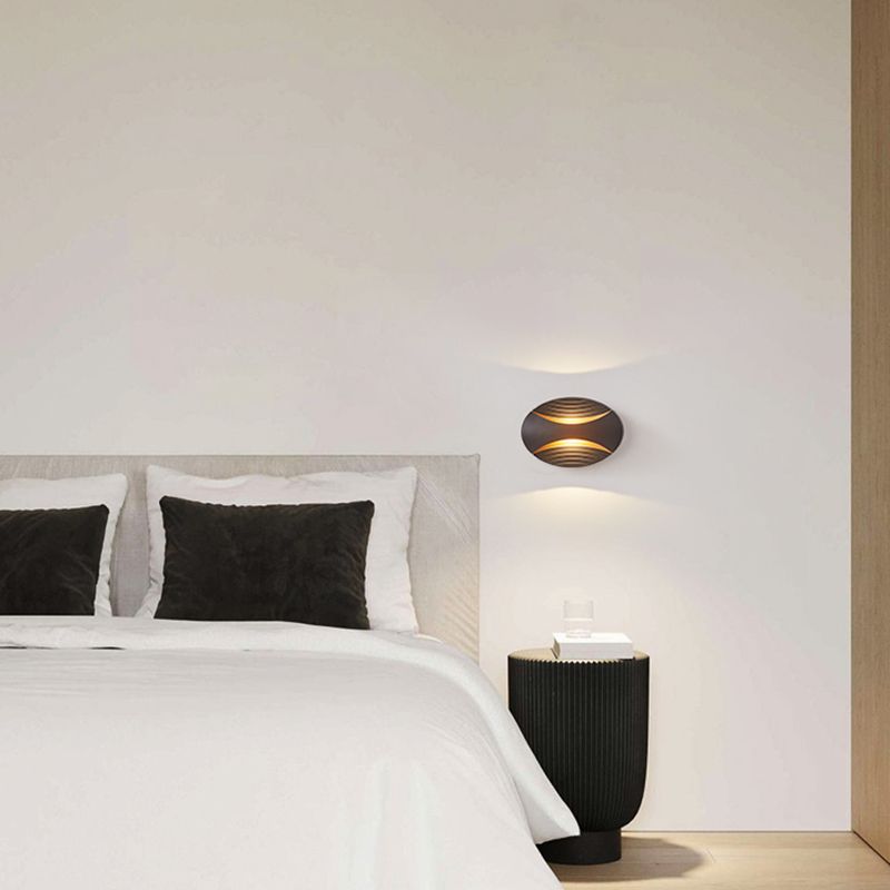 Moderner Stil ovaler Wandmontage Lampe Metall 2 Leuchten Wandmontierte Beleuchtung
