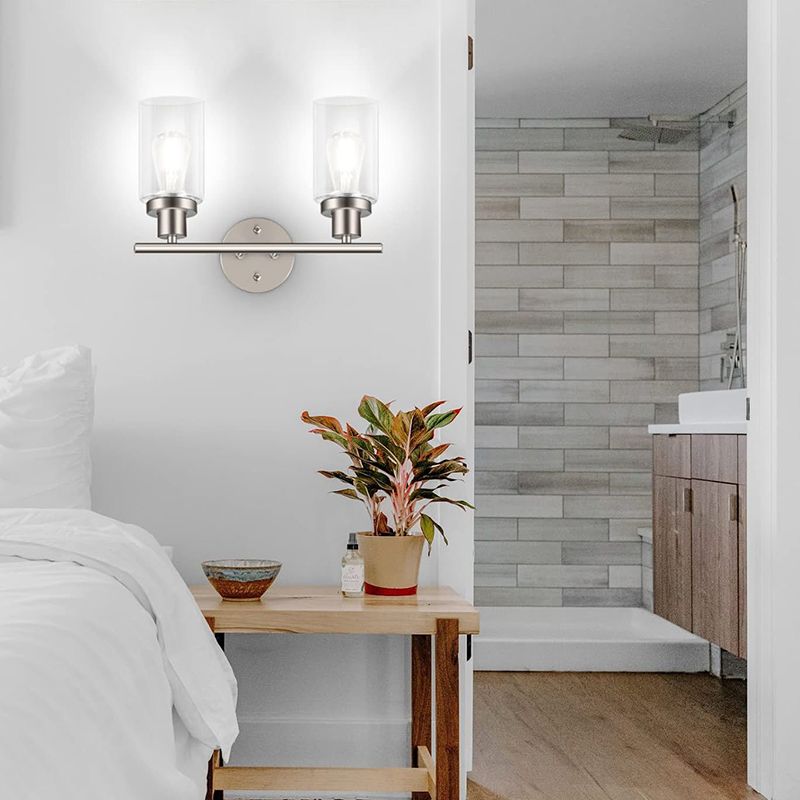 Metal and Glass Bathroom Vanity Lighting Multi - Light Bath Sconce in Chrome