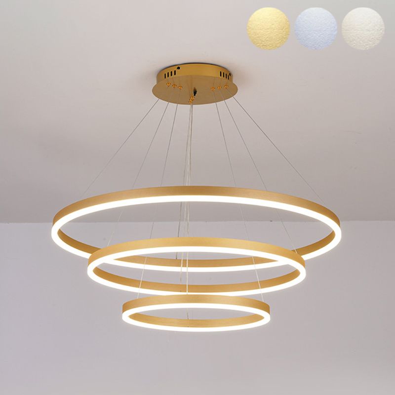 Anillo de 3 luces Luz de techo colgante de lámpara de lámpara de metal de estilo moderno