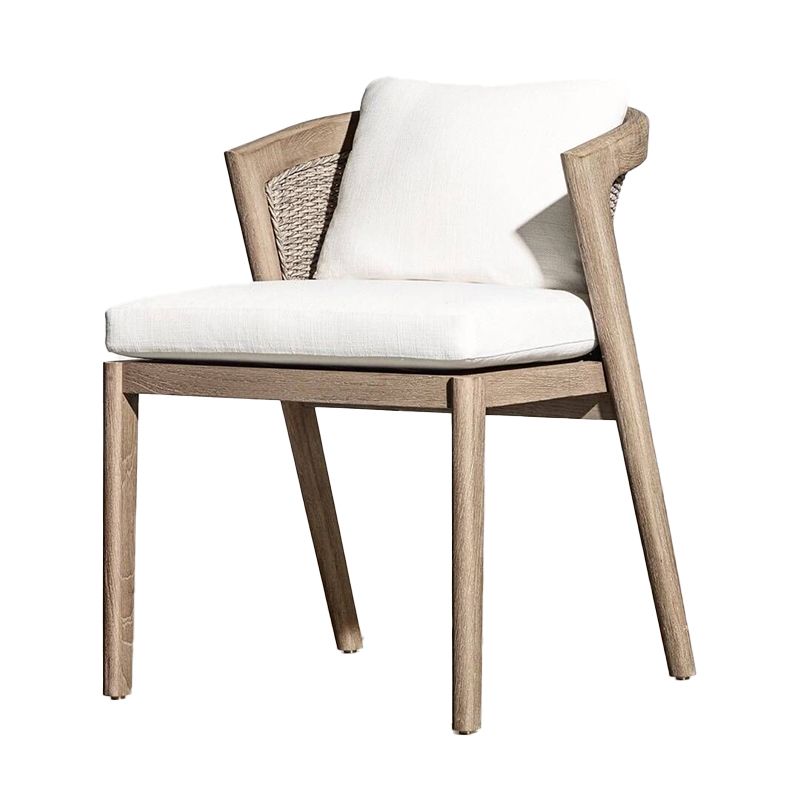 Contemporary Solid Wood Dining Armchair with Arm Outdoor Chair