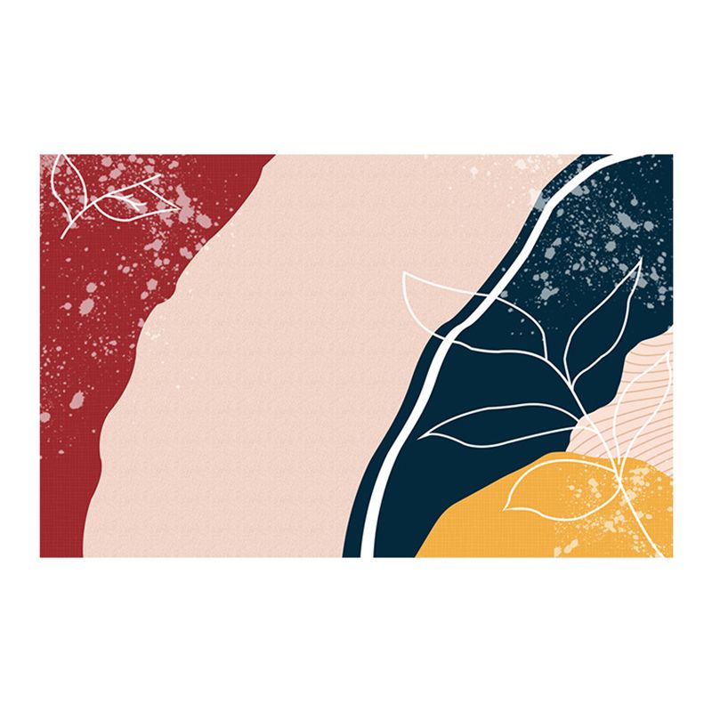 Pink Abstract Color Piece Rug Polyester Modern Rug Stain Resistant Rug for Living Room