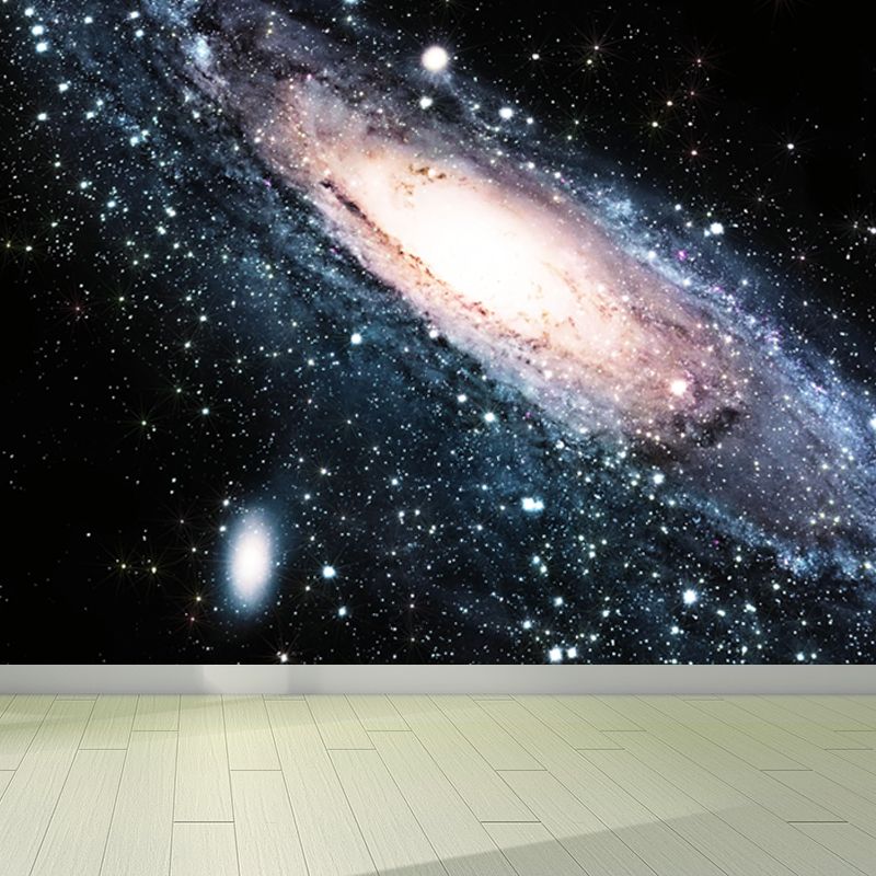 Night Sky Constellations Mural Decal Contemporary Non-Woven Texture Wall Covering in Blue