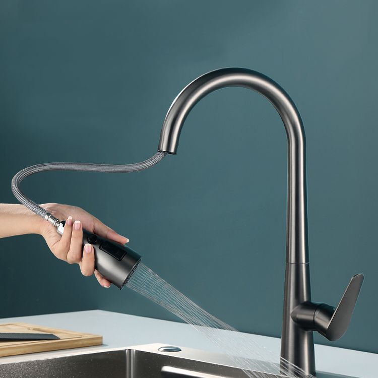 Modern Style Kitchen Faucet High Arc Copper Pull Down Kitchen Faucet