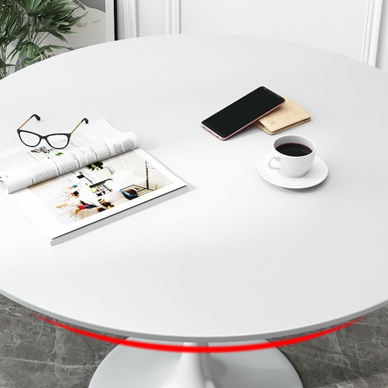 Minimalist White and Black Round Table with Tulip Style for 4 Person