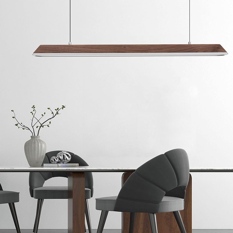 Modern 1-Light Island Light Linear Wood Island Chandelier Lights for Office