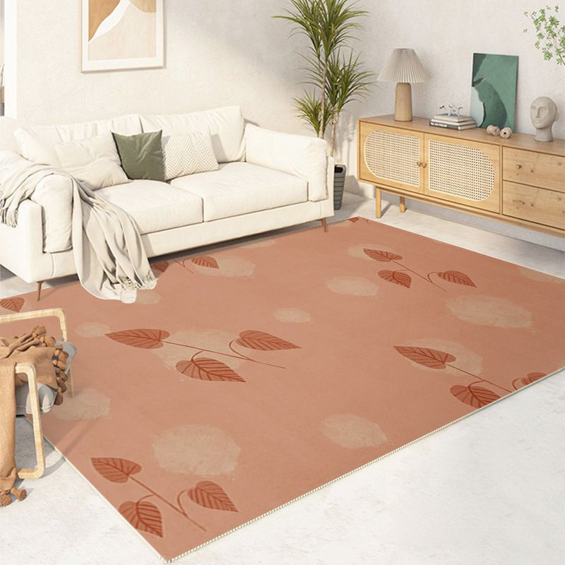 Modern Dark Brown Rug Polyester Color Block Rug Washable Rug for Home Decor