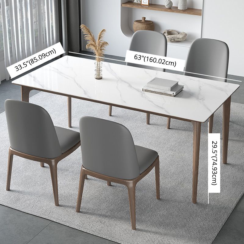 Dining Room Set Minimalist with Solid Wood Dining Table and Upholstered Chairs