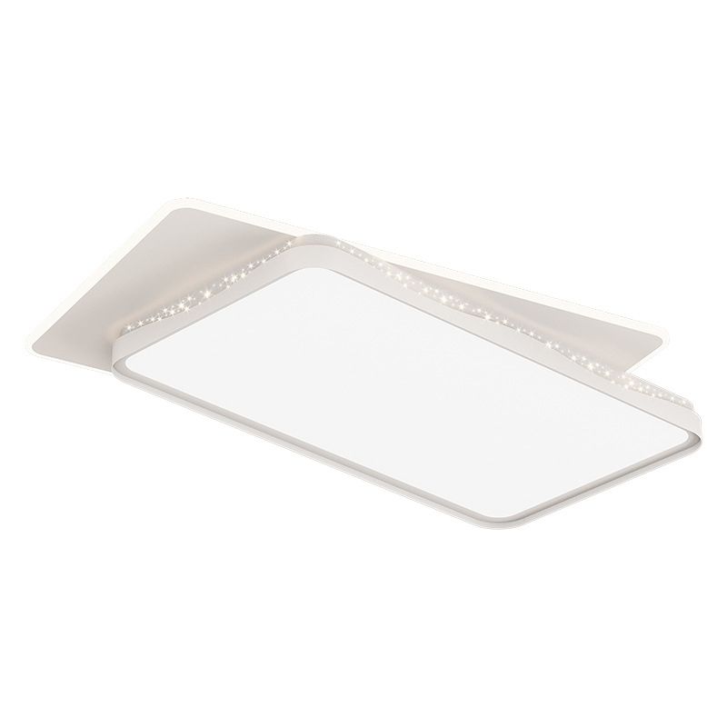 Modern LED Flush Mount Metal Geometric Shape Ceiling Light with Acrylic Shade for Bedroom