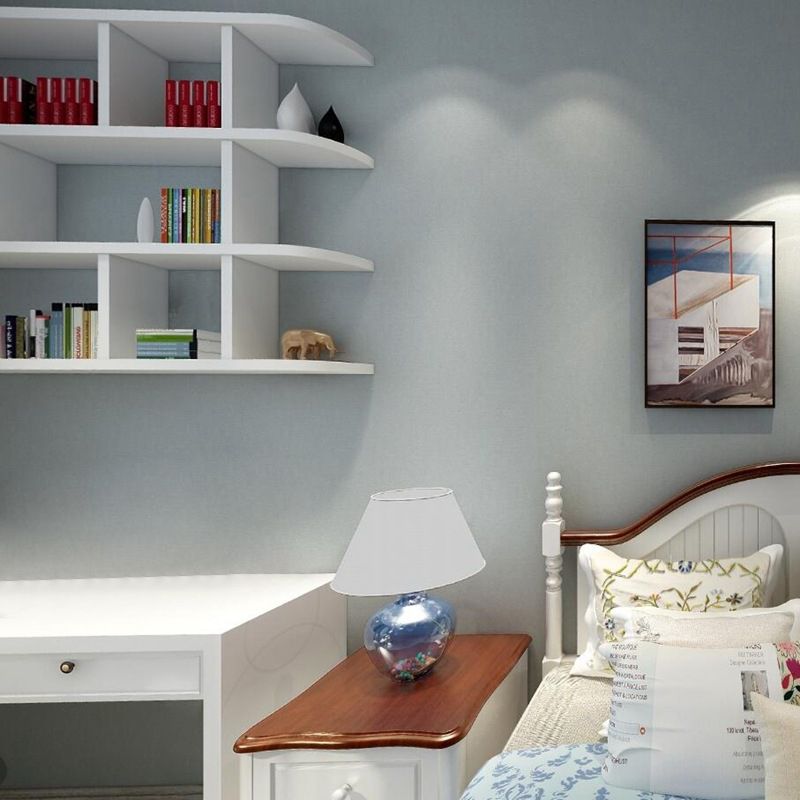 Pure Color Pattern Wallpaper Roll Modern Stain Resistant Bedroom Wall Covering, 54.2-sq ft