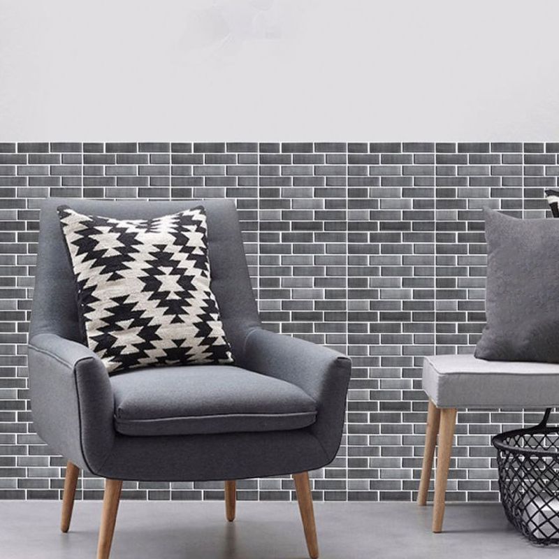 Grey Brick Wallpaper Panel Set Peel and Stick Rustic Corridor Wall Decor (4 Pieces)