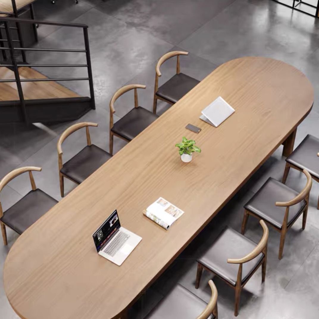 Tavolo da pranzo in tono marrone in legno massiccio ovale semplicità tavolo fisso per sala da pranzo