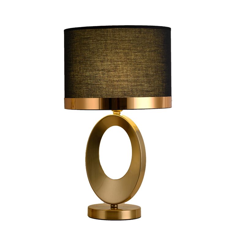 Lampe de table à ombre à tambour classique 1 Éclairage de table de chevet de tissu de tête pour salle d'étude