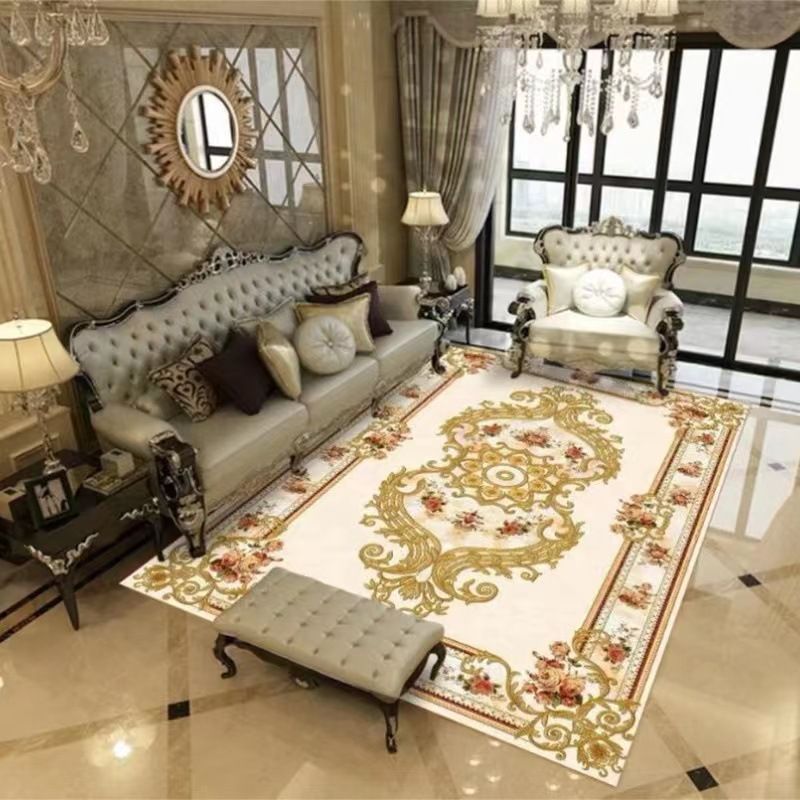 Wine Red Graphic Rug Polyester Retro Rug Stain Resistant Rug for Home Decor