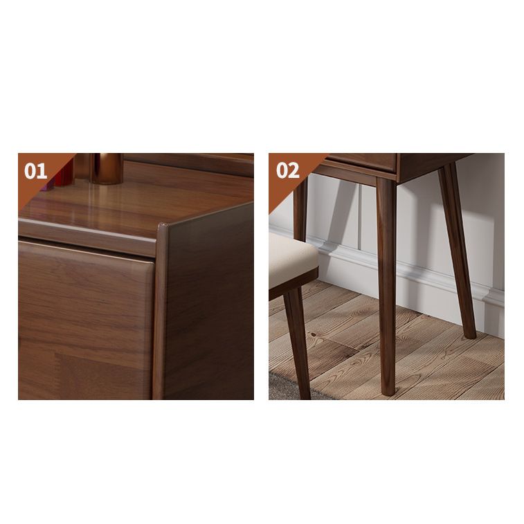 Contemporary 2-Drawer Solid Wood Table Makeup Vanity with Mirror