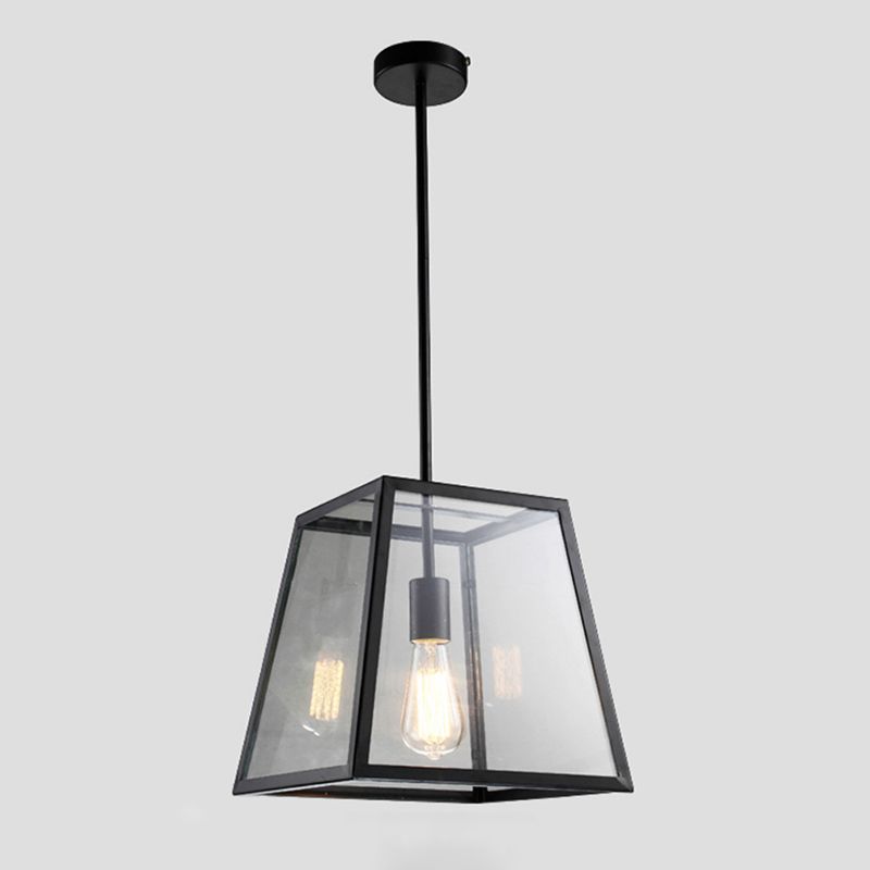 Vintage Industrial Trapezoid Island Chandelier Lights Clear Glass Pendant Lighting for Living Room