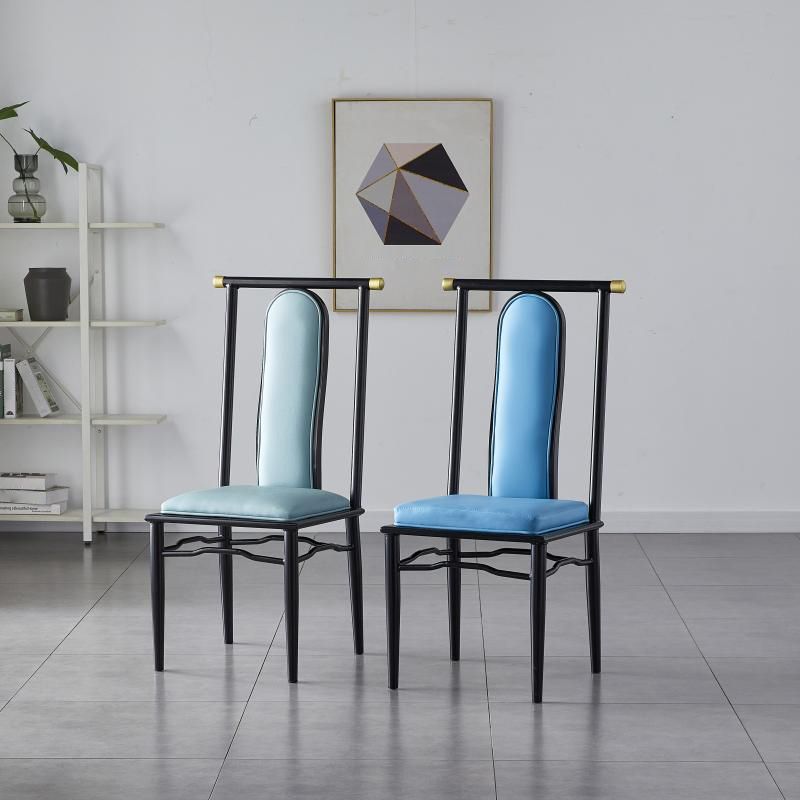 Silla de comedor de metal moderno con respaldo de listones, silla de comedor para uso en restaurantes