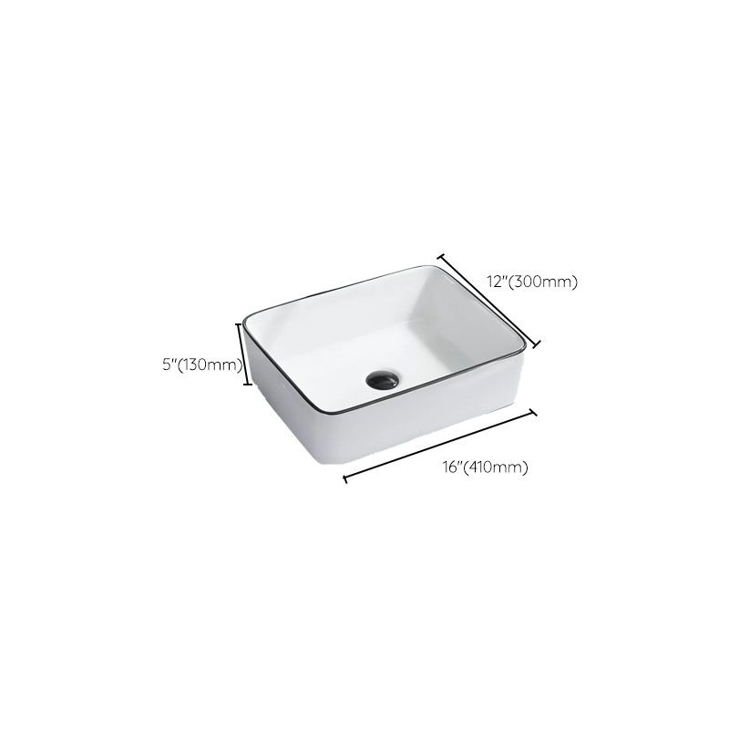 Bathroom Sink Ceramic Black Edging Anti-spill Rectangular Rod Single Handle Faucet Sink