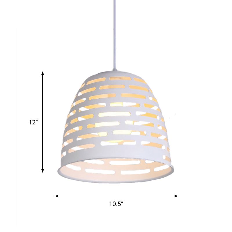 Cloche Cutouts Ceiling Pendant Minimalist Iron Dining Table Suspension Lighting in White