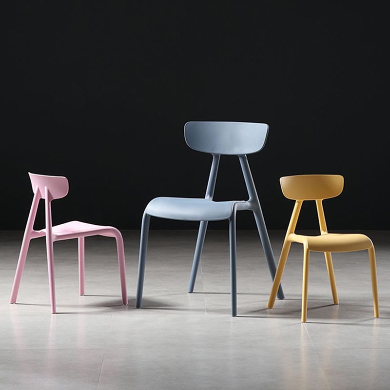 Basic Four Leg Armless Stacking Solid Color Accent Chair Set