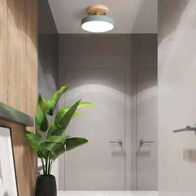 Halbbündig montierte Leuchte aus Trommelholz, schlichter LED-Deckenmontage-Beleuchtung